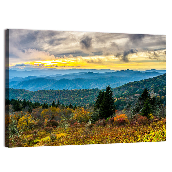 Cowee Mountains Sunset Wall Art as a canvas print