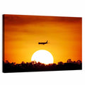 Airplane Silhouette at Sunset Wall Art