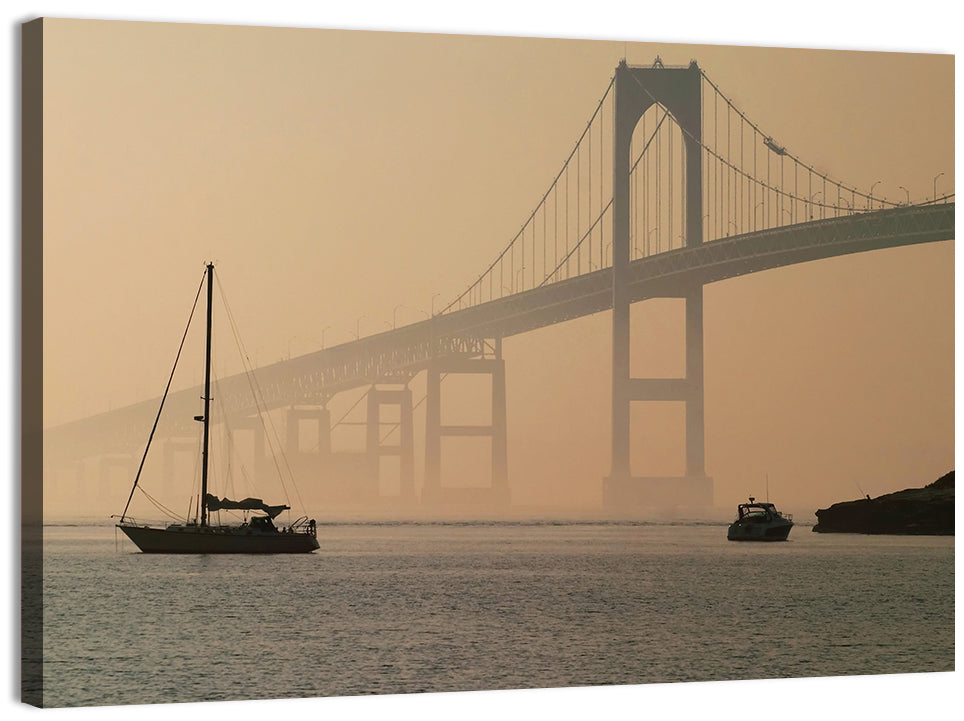 Newport Bridge in Golden Haze Wall Art