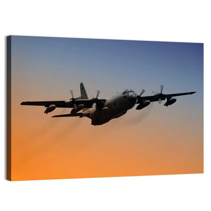 Four-engine Military Transport at Dusk Wall Art as a canvas print