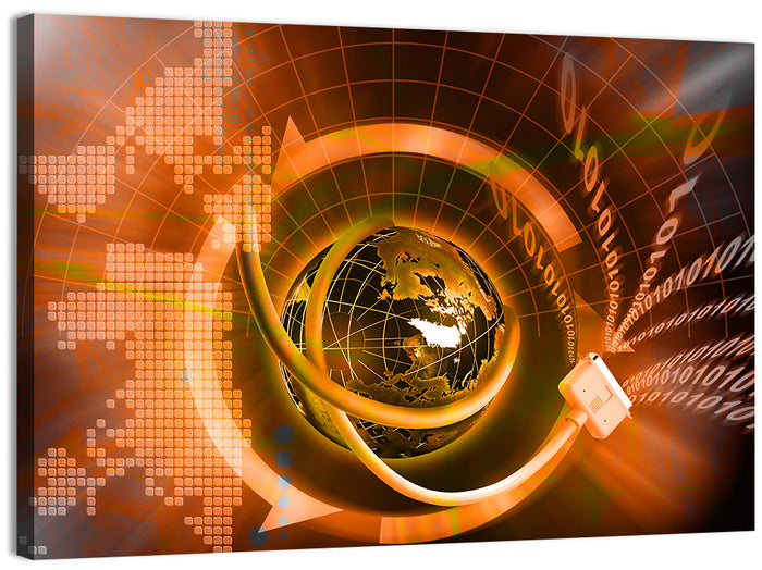 Digital Connectivity Globe Wall Art as a canvas print