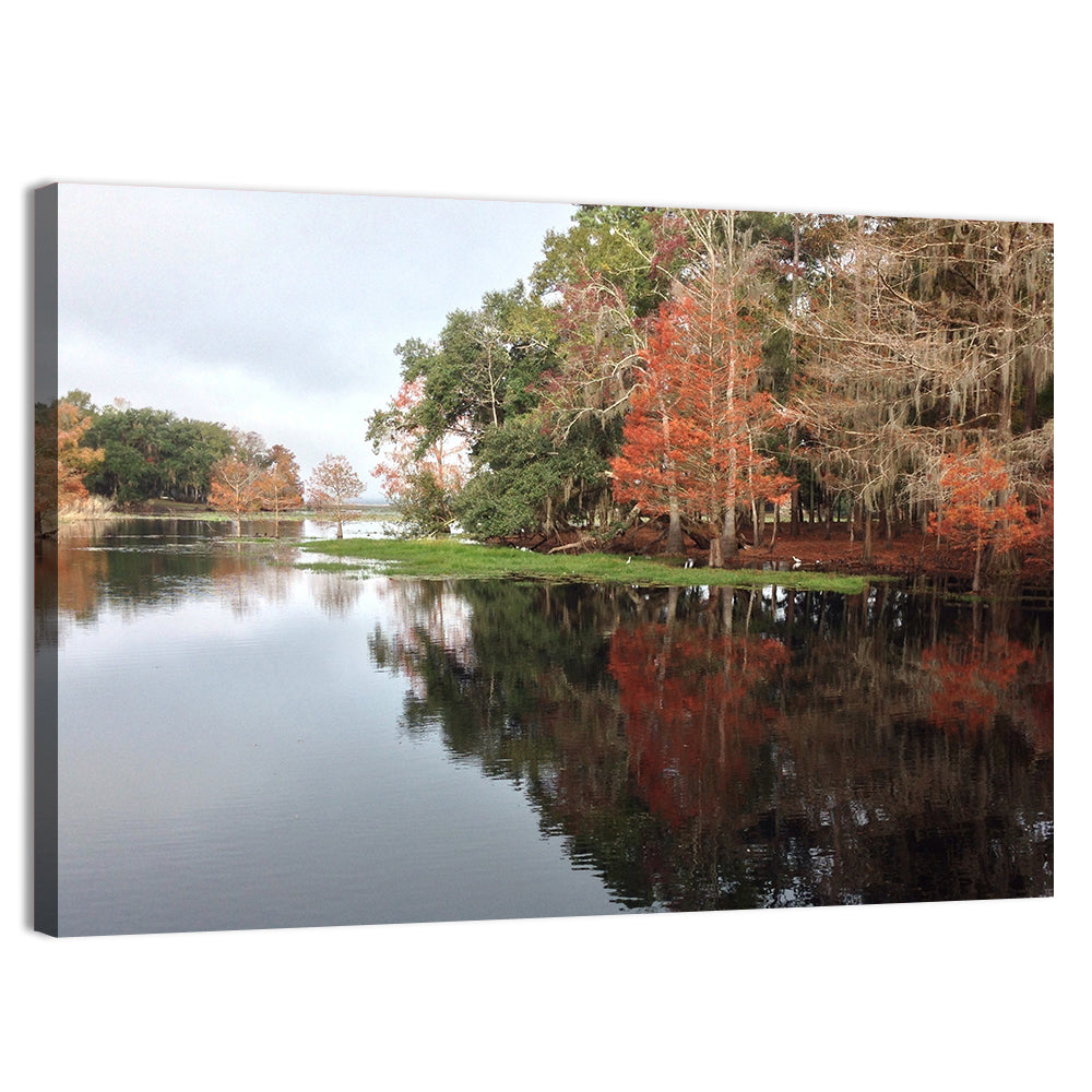 Autumn Lake Reflection Wall Art, canvas print, landscape