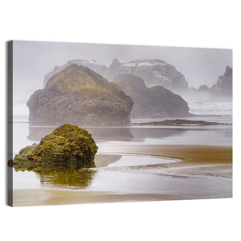 Misty Oregon Sea Stacks Wall Art