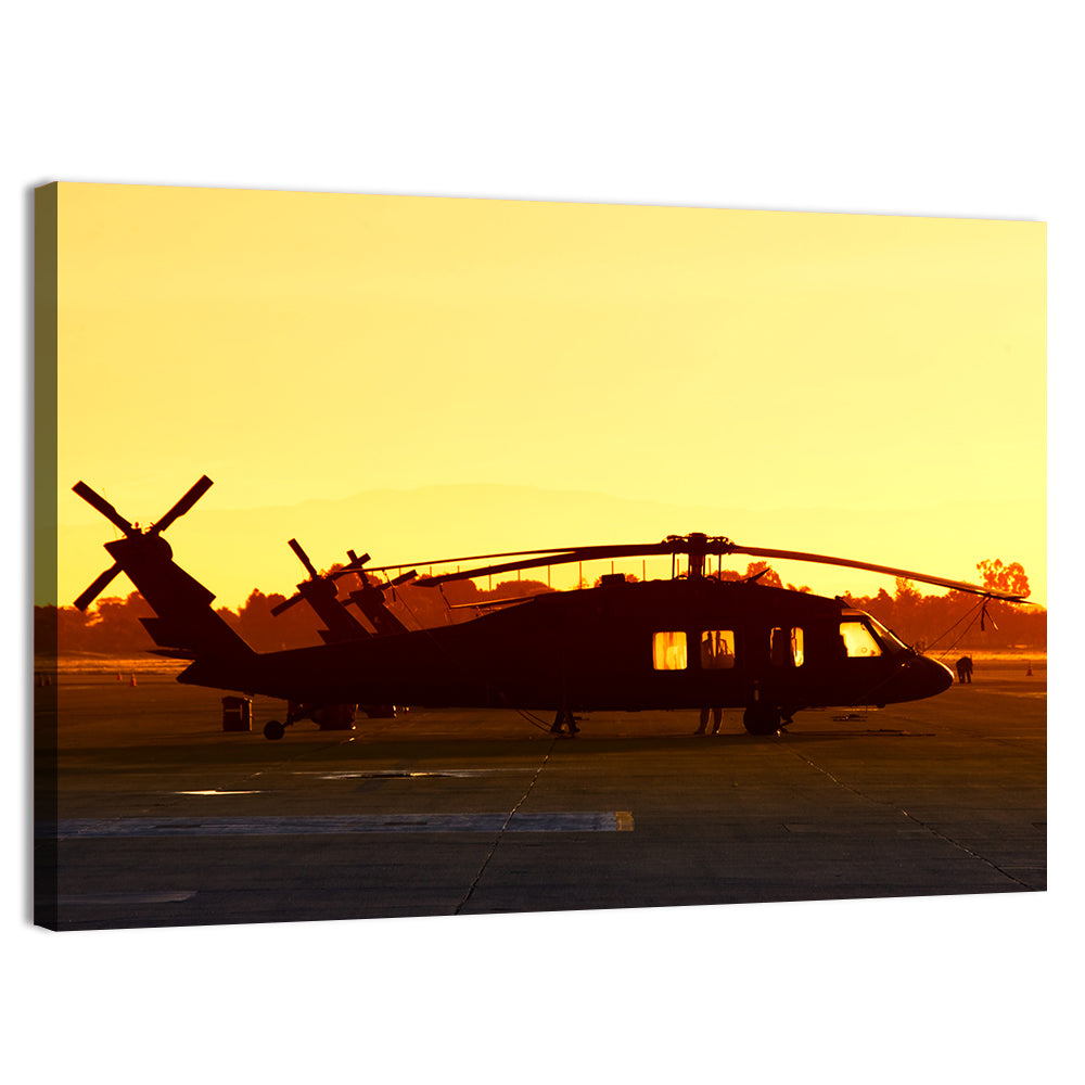 Row of Military Helicopters at Dusk Wall Art