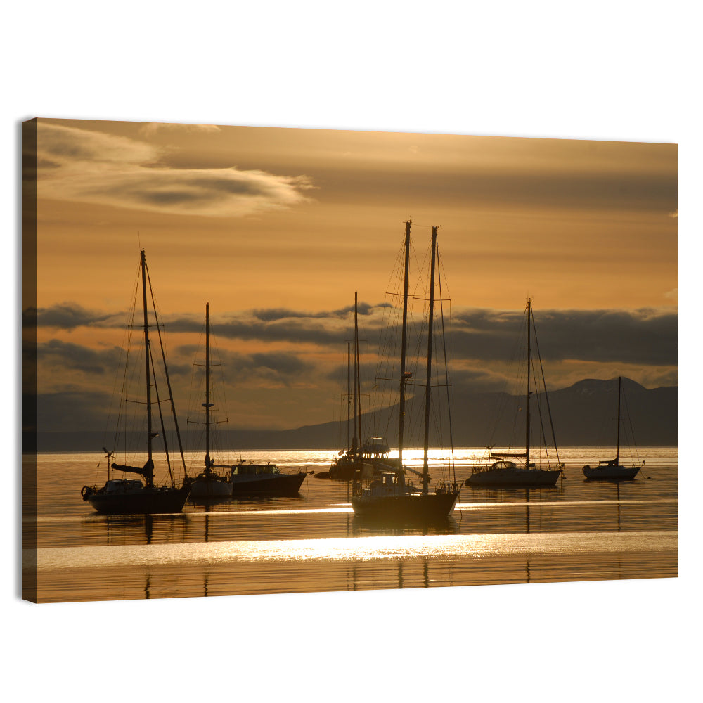 Sailboats at Sunrise Wall Art, canvas print, landscape