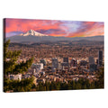 Portland Skyline at Sunset Wall Art