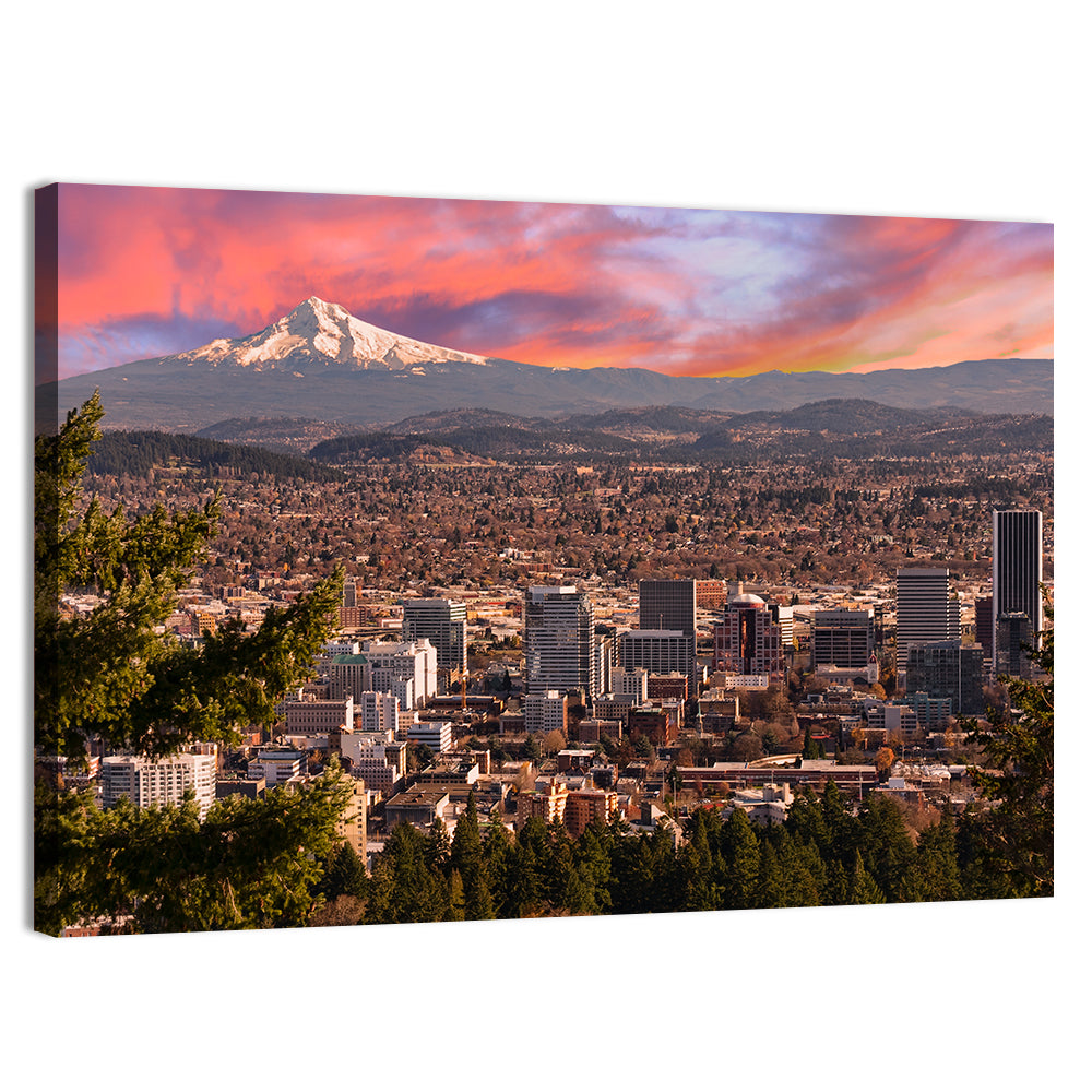 Portland Skyline at Sunset Wall Art, canvas print, landscape