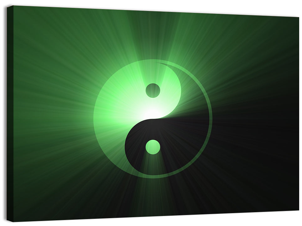 Green Glowing Yin Yang Wall Art