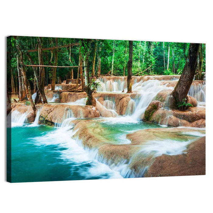 Kuang Si Waterfall Wall Art as a canvas print