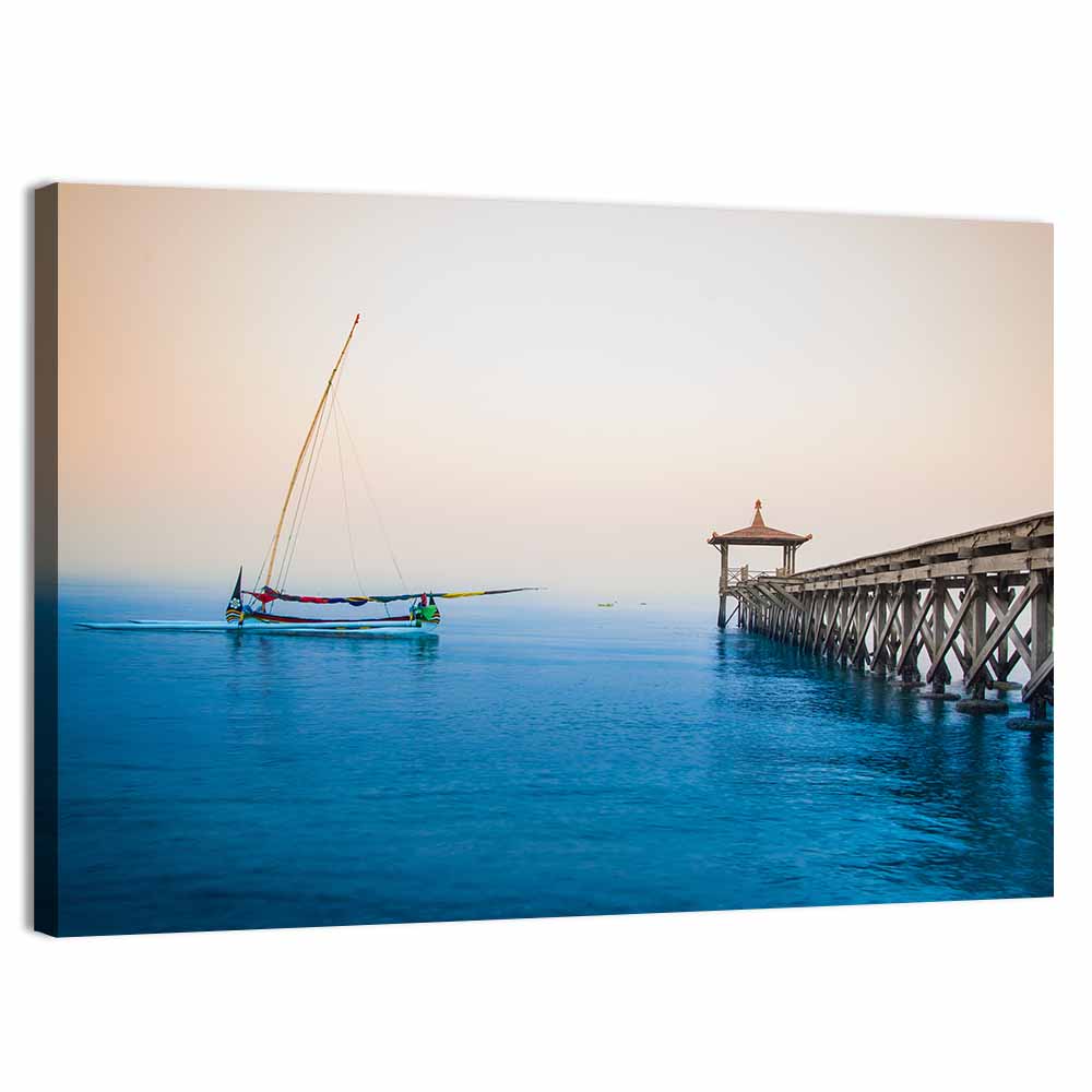 Outrigger Boat and Pier Wall Art