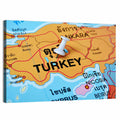 Turkey Map with Ankara Pin Wall Art