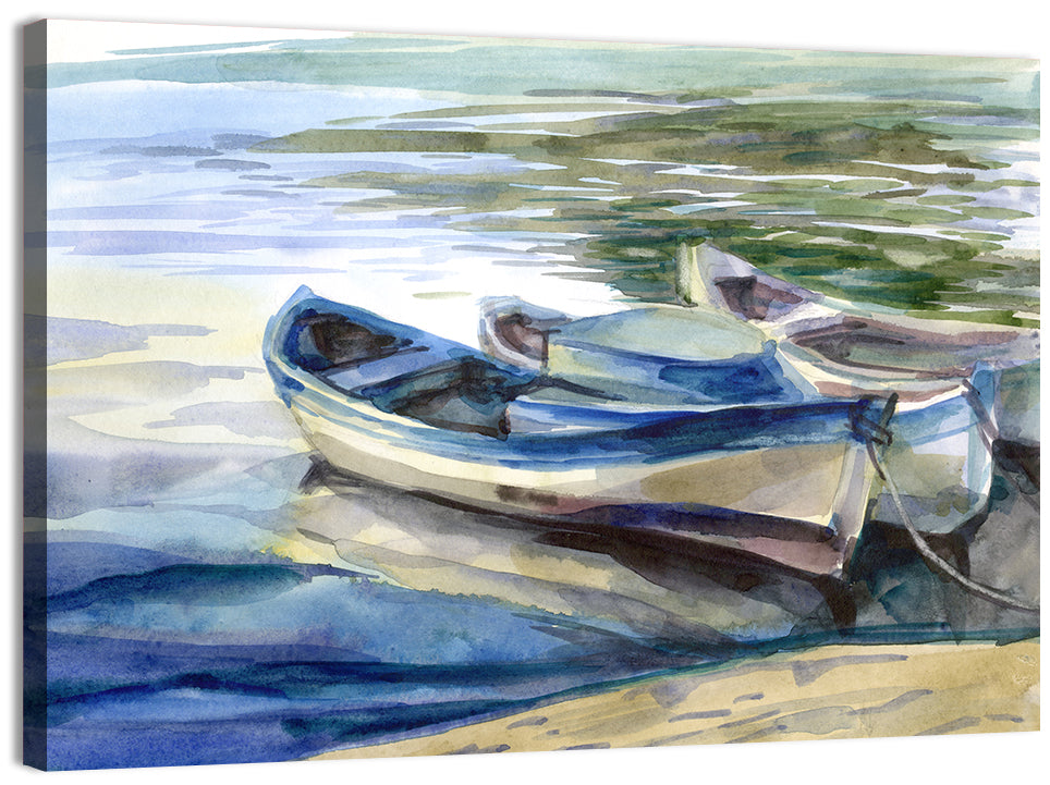 Watercolor Rowboats by the Shore Wall Art