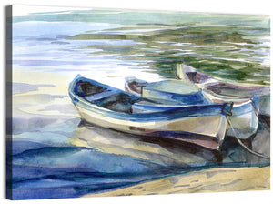 Watercolour Lake Boats Wall Art
