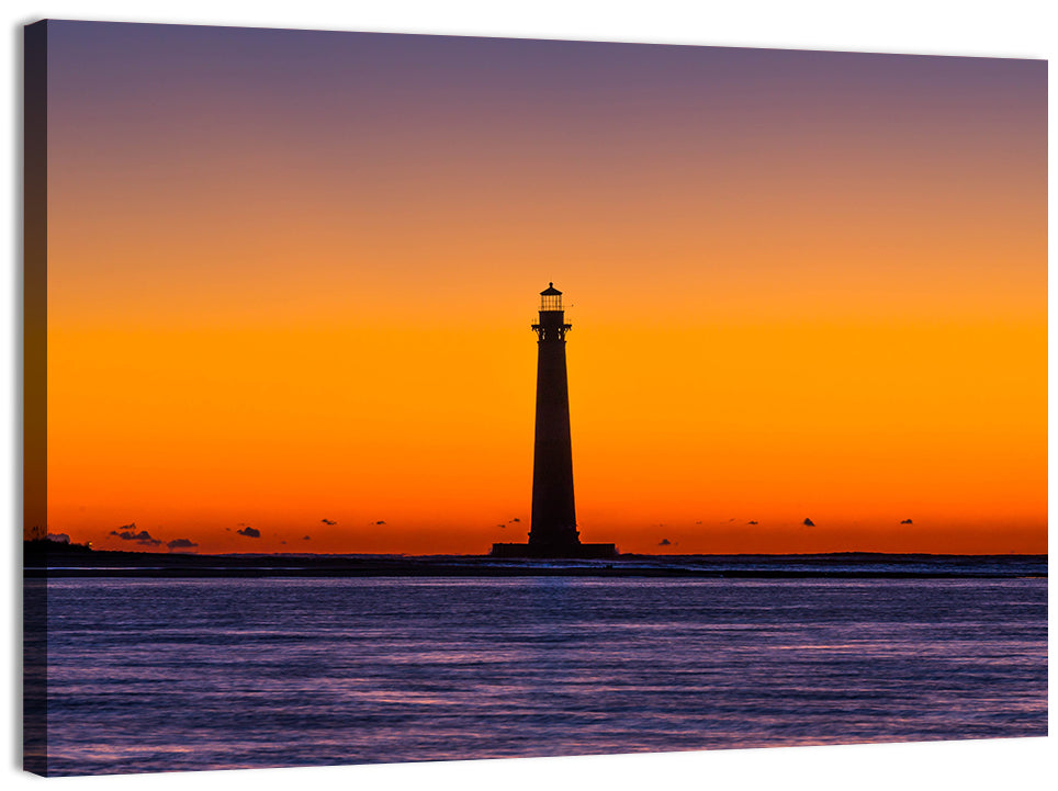 Minimalist Lighthouse Silhouette at Twilight Wall Art