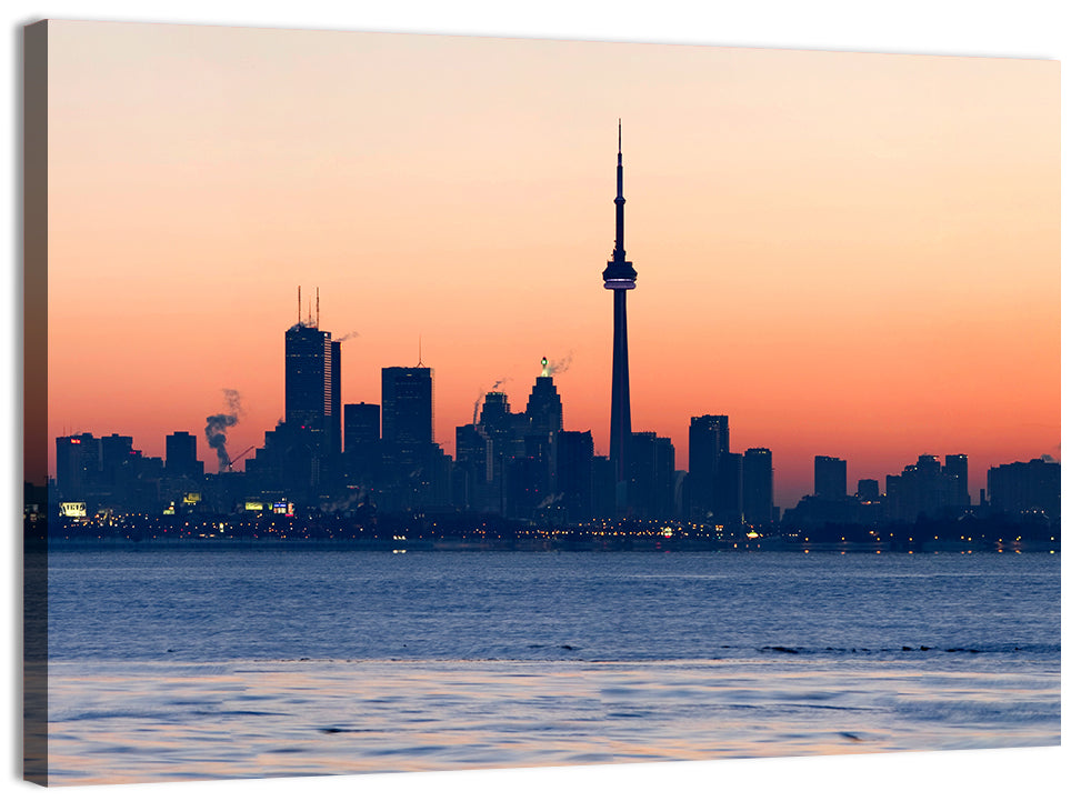 Toronto Dusk Skyline with Cn Tower Wall Art