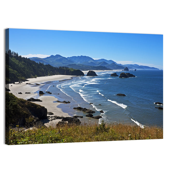 Cannon Beach Morning Shoreline Wall Art as a canvas print