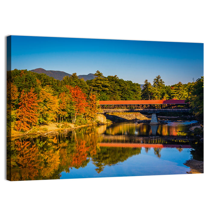 Albany Covered Bridge on Saco River Wall Art as a canvas print