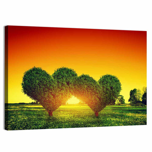 Love Trees Sunset Wall Art