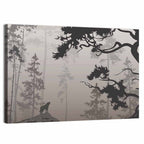 Howling Wolf in Misty Forest Wall Art