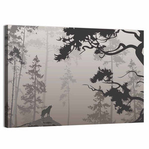 Forest & Howling Wolf Wall Art