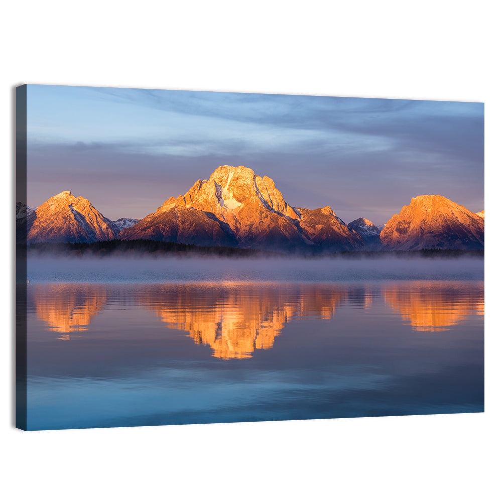 Mount Moran Sunrise Over Jackson Lake Wall Art, canvas print, landscape