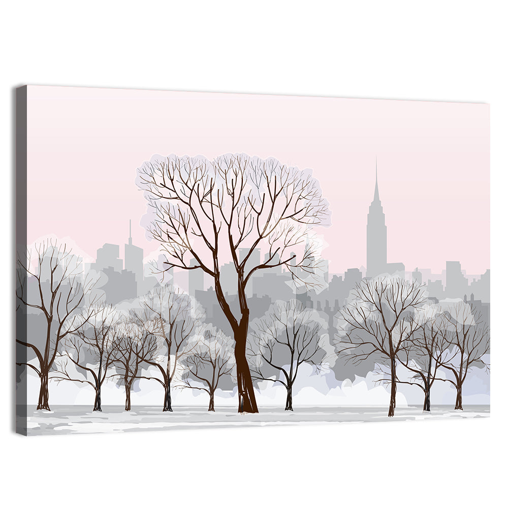 Winter Cityscape Wall Art, canvas print, landscape