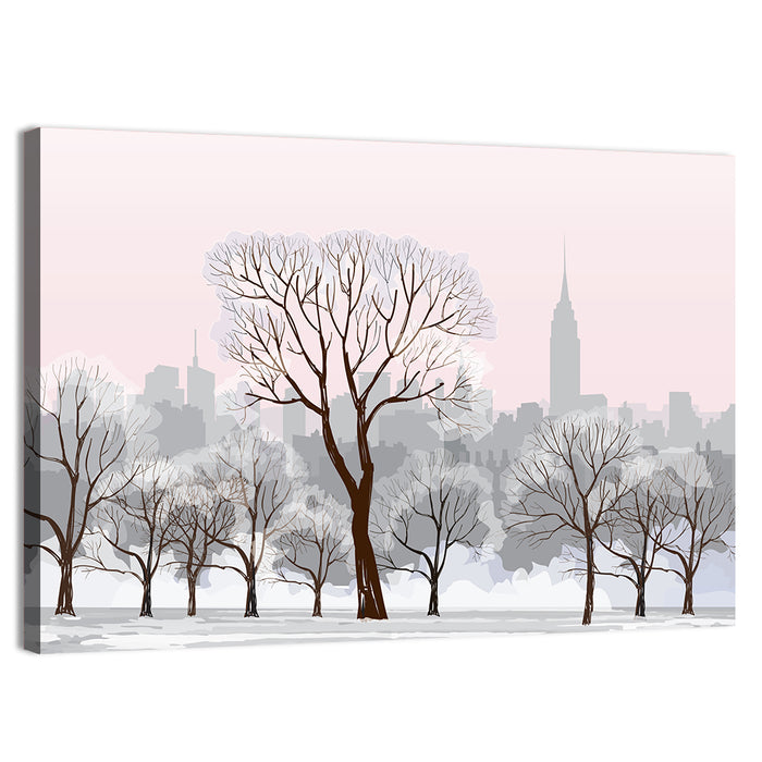 Winter Cityscape Wall Art as a canvas print