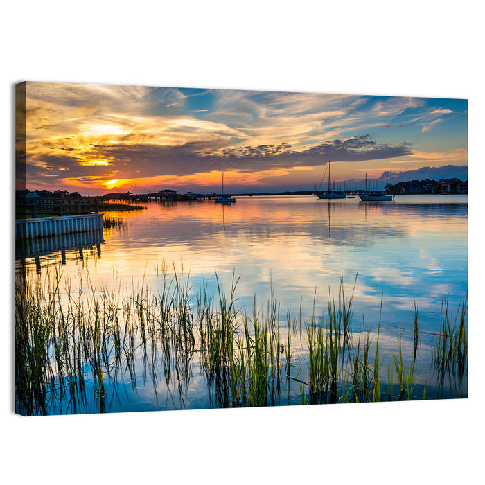 Folly River Sunset Reflection Wall Art as a canvas print