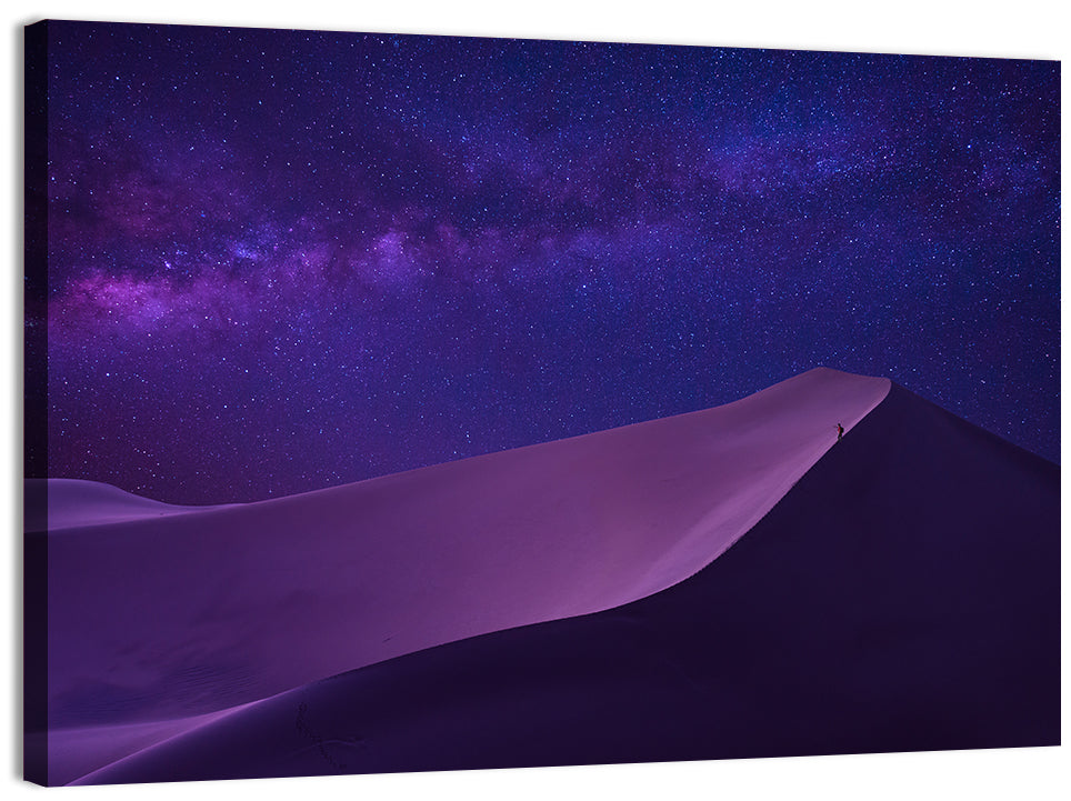 Lone Hiker Under the Milky Way Wall Art, canvas print, landscape