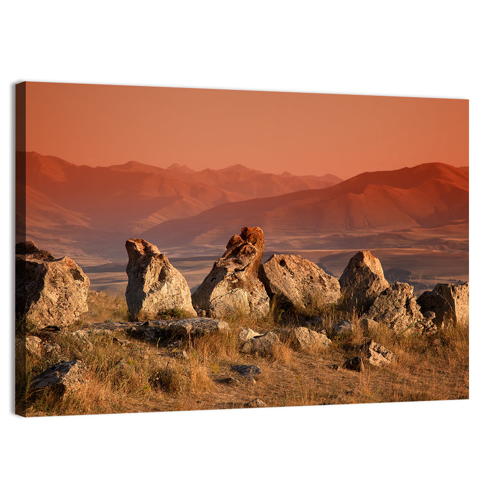 Karahunj Rocky Ridge at Sunset Wall Art, canvas print, landscape