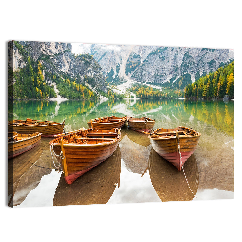 Rowboats on Lake Braies Wall Art