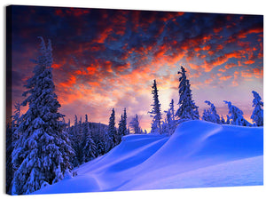 Snowy Mountain Sunset Wall Art