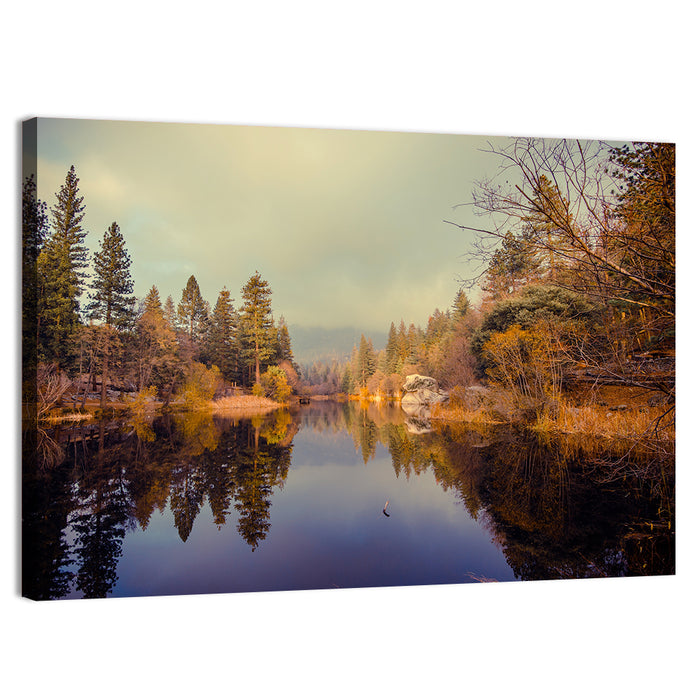 Misty Lake Fulmor Reflection Wall Art as a canvas print