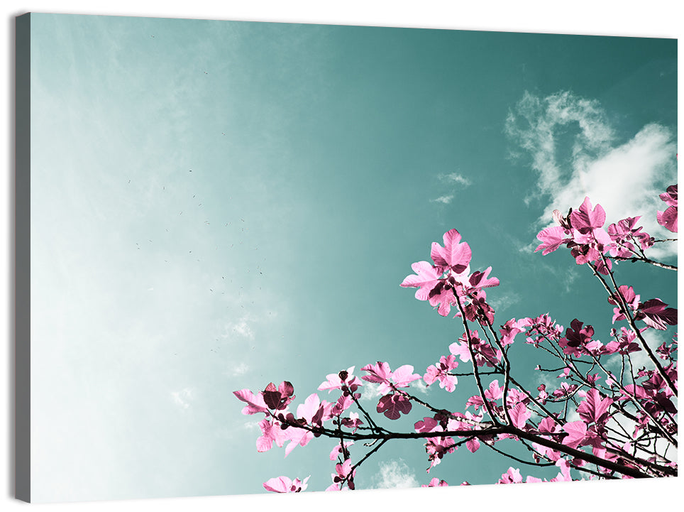 Pink Fig Tree Branches Wall Art, canvas print, landscape