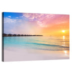 Overwater Bungalows at Sunset Wall Art