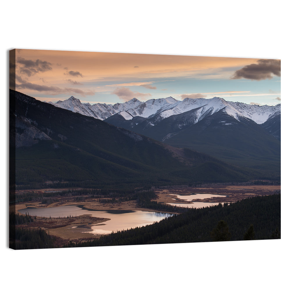 Banff Mountain Lake at Dusk Wall Art, canvas print, landscape