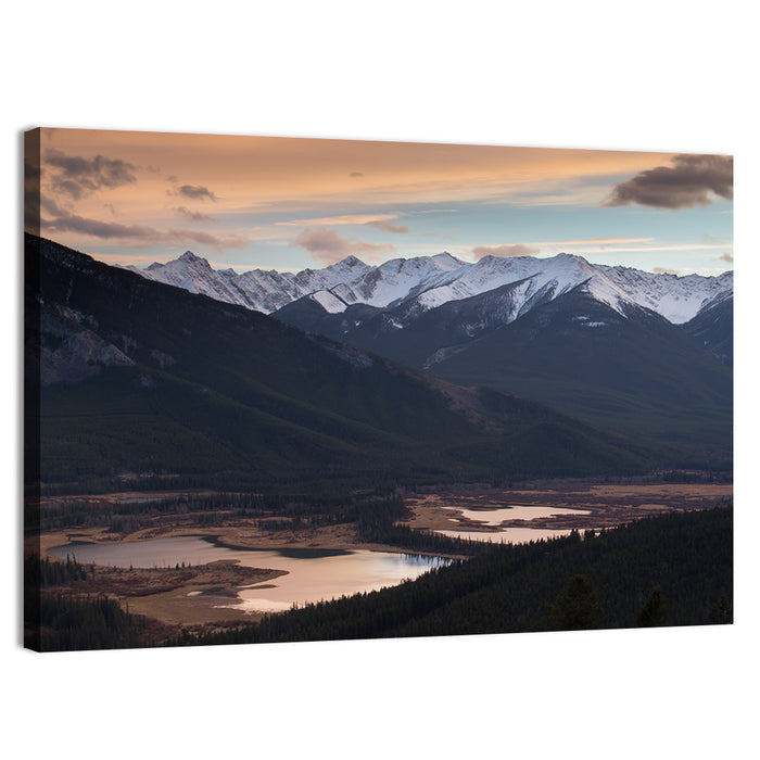 Banff Mountain Lake at Dusk Wall Art as a canvas print