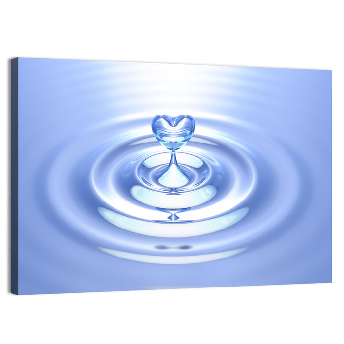 Heart-shaped Water Droplet Wall Art as a canvas print