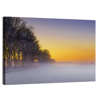 Foggy Winter Sunset Wall Art