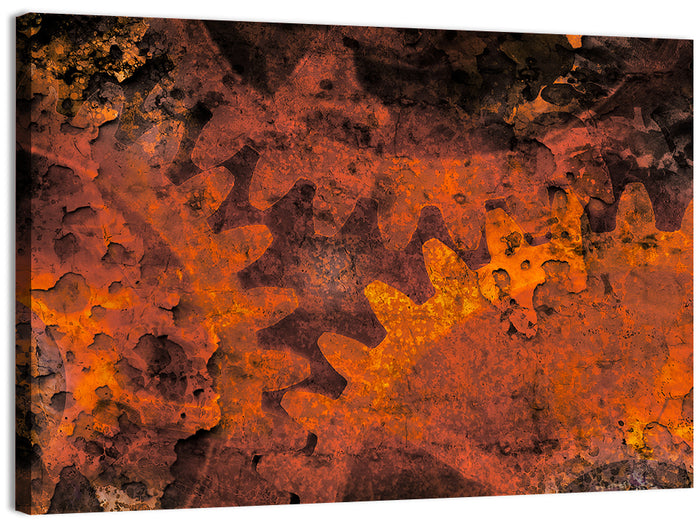 Weathered Gears Study Wall Art as a canvas print
