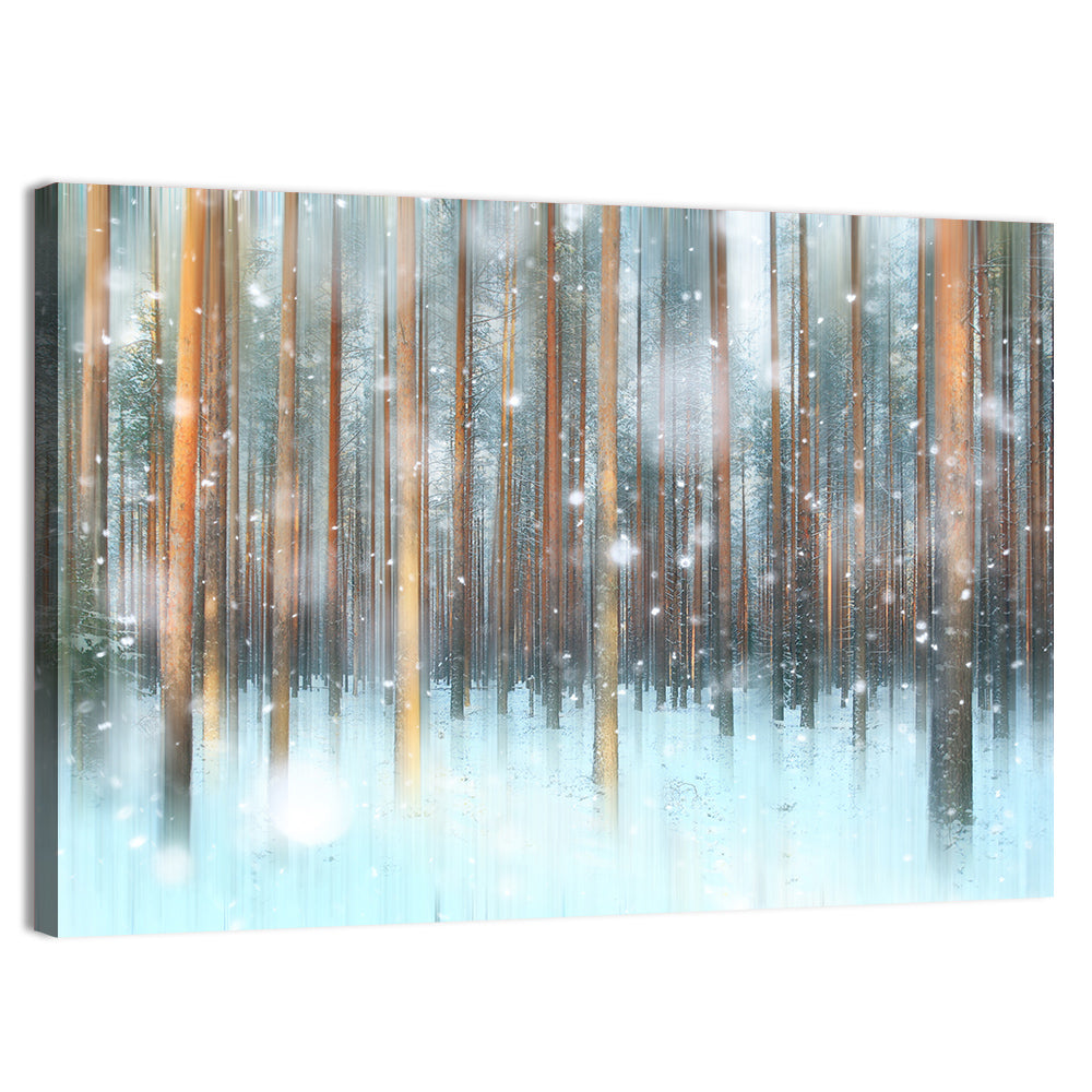 Ethereal Snowy Pine Forest Wall Art, canvas print, landscape