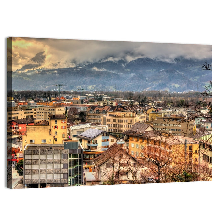 Vaduz Autumn Cityscape Wall Art as a canvas print