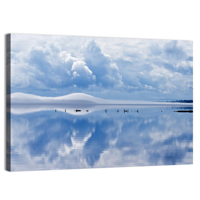 Siljan Lake Mist Reflection Wall Art as a canvas print