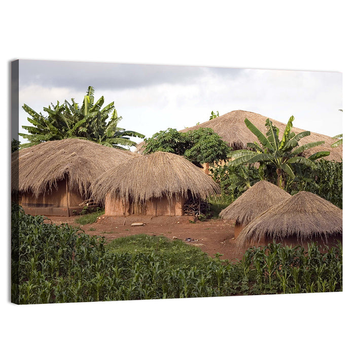 Thatched Roof Huts Wall Art as a canvas print