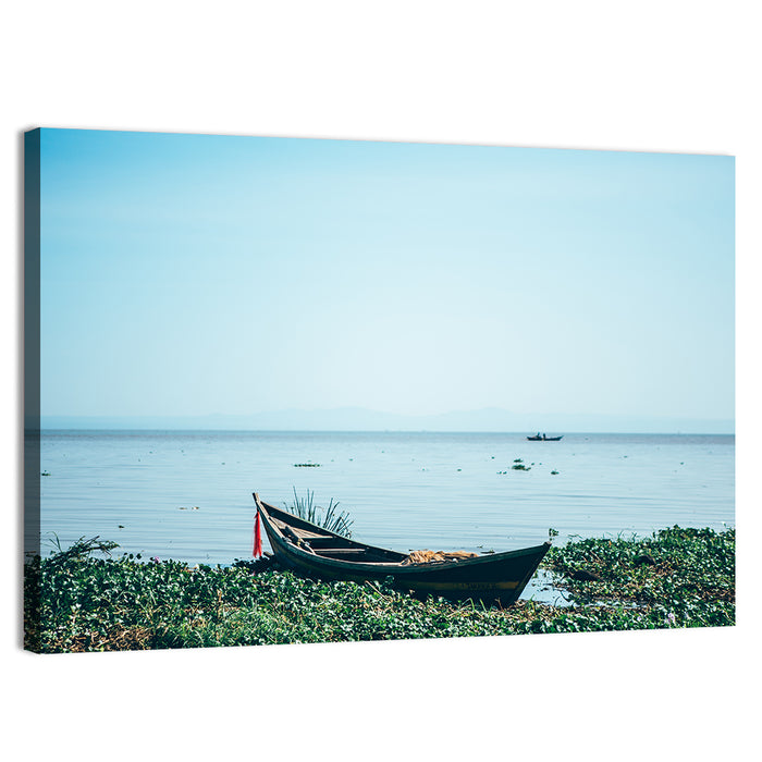 Red Ribbon Boat on Lake Victoria Wall Art as a canvas print