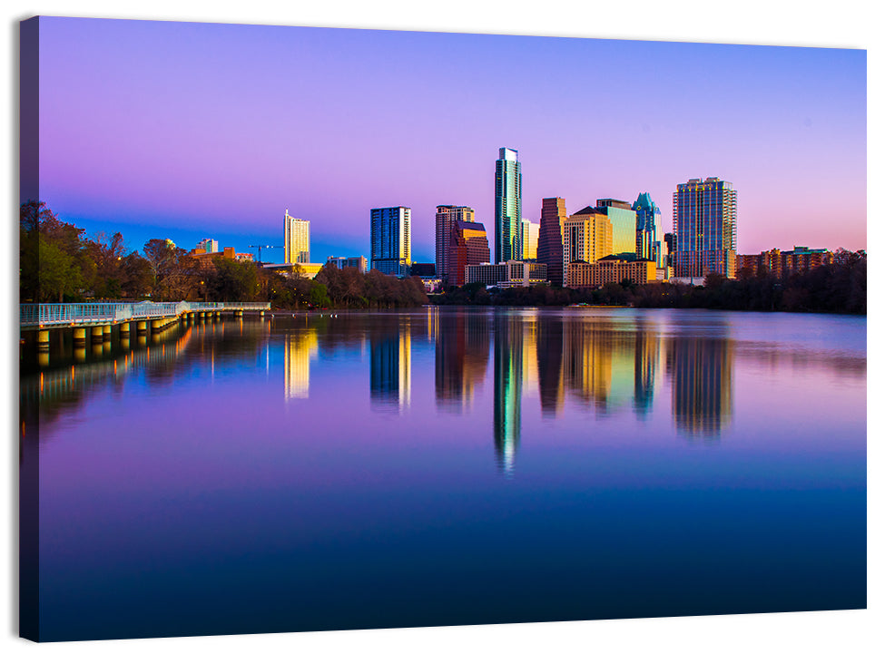 Austin Skyline Reflection at Twilight Wall Art