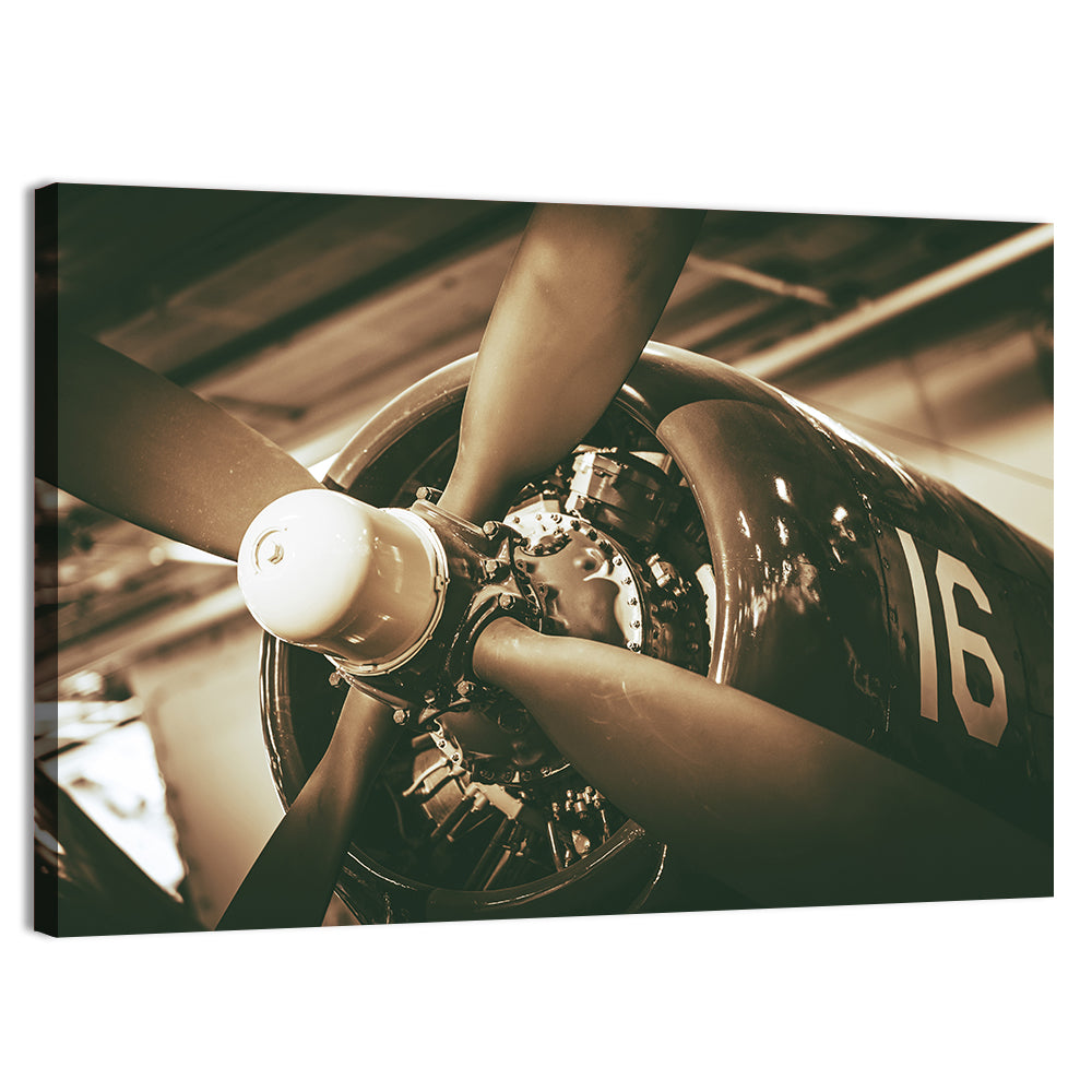 Vintage Military Propeller Plane Wall Art
