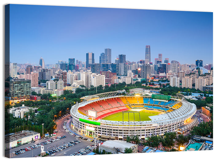 Workers' Stadium at Dusk, Beijing Skyline Wall Art as a canvas print