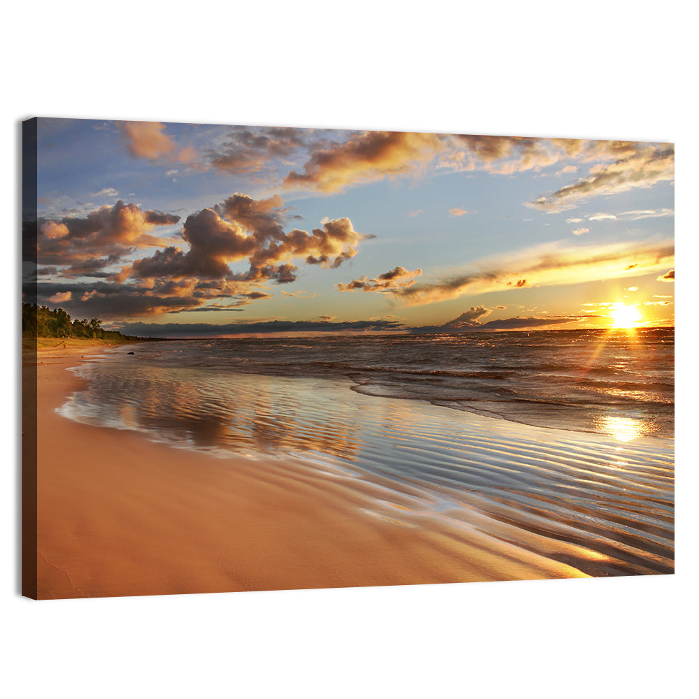 Lake Huron Sunset Beach Wall Art, canvas print, landscape