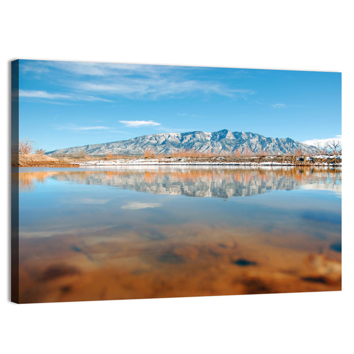 Rio Grande at Sandia Mountains Wall Art as a canvas print